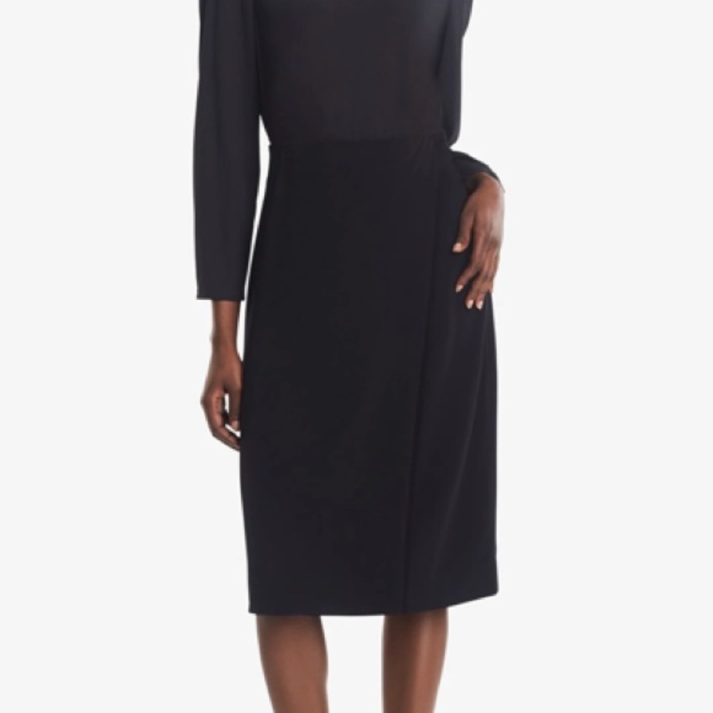 NWT MM. Lafleur Logan in Black Crinkle Crepe Faux Wrap Pencil Skirt 6